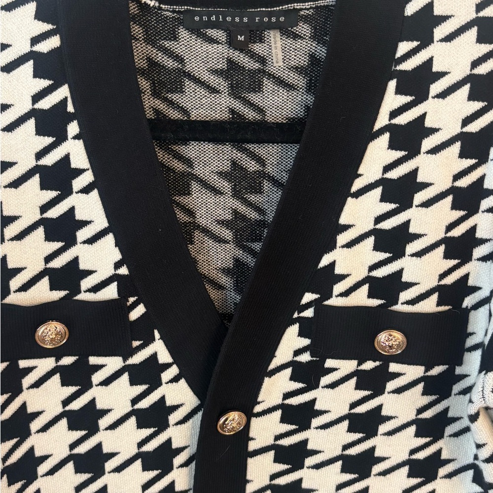 Endless Rose Houndstooth Button Down Mini Dress S… - image 3